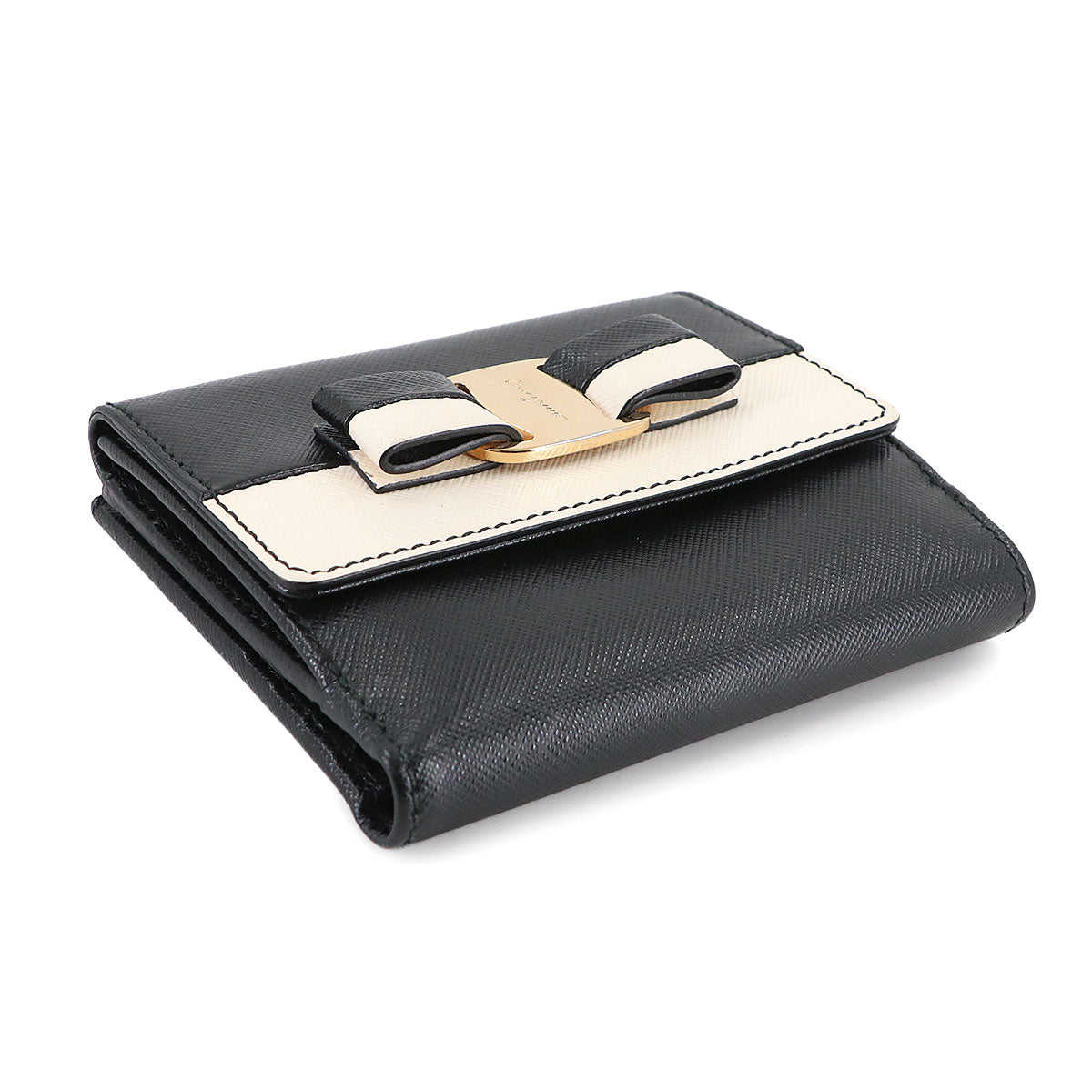 Vara Compact Wallet Leather Black White Purse