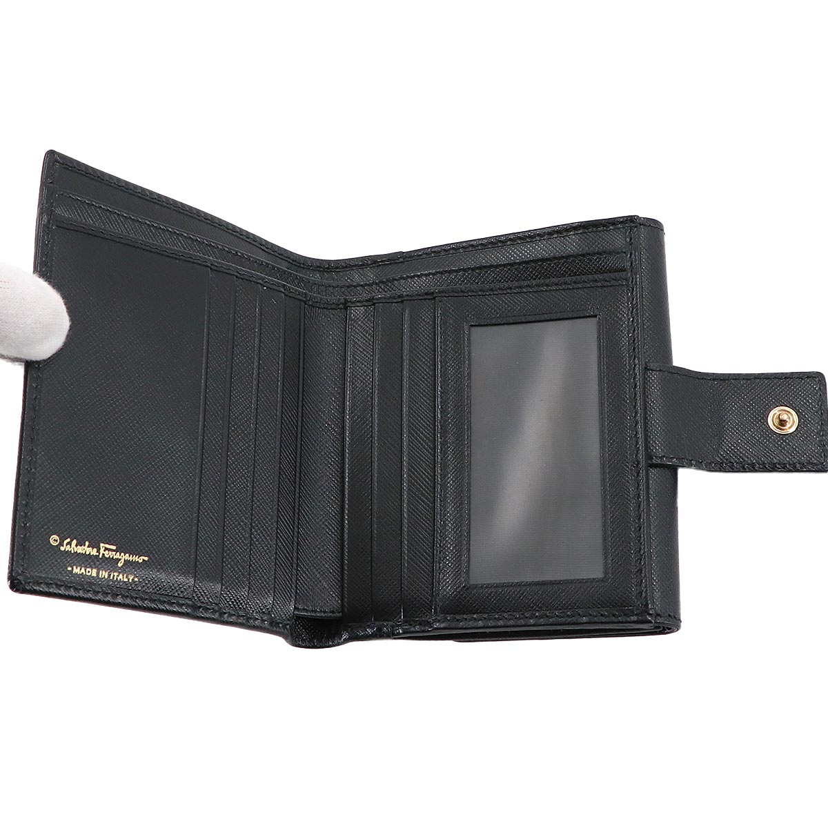 Vara Compact Wallet Leather Black White Purse