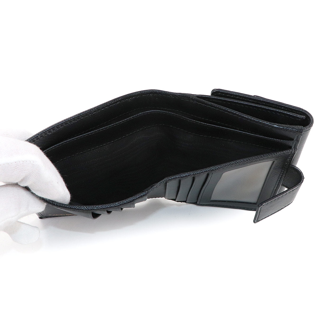 Vara Compact Wallet Leather Black White Purse