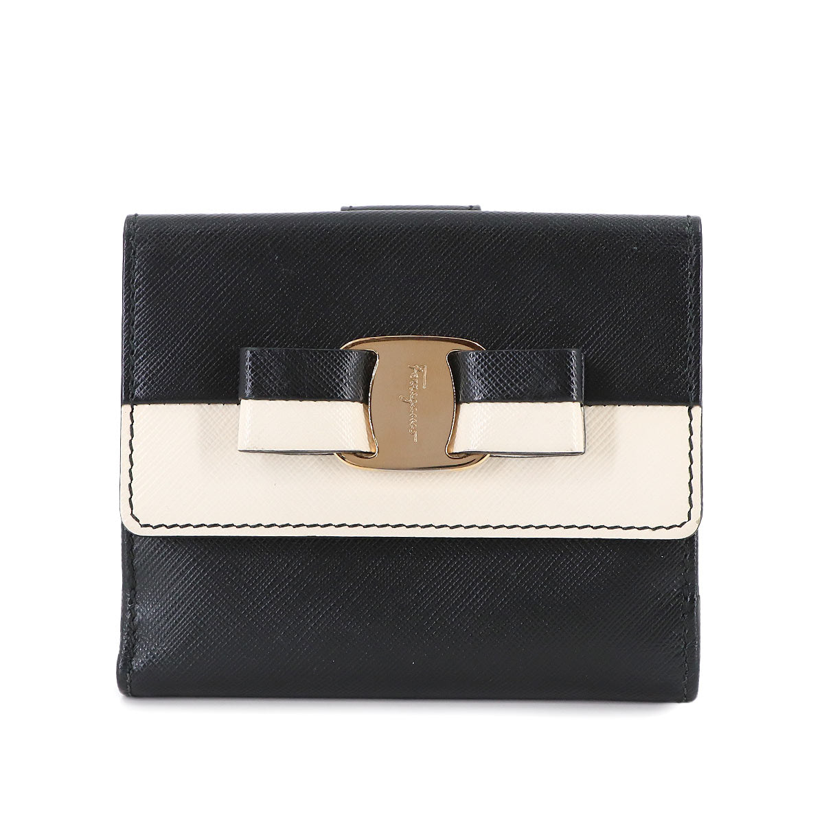 Vara Compact Wallet Leather Black White Purse