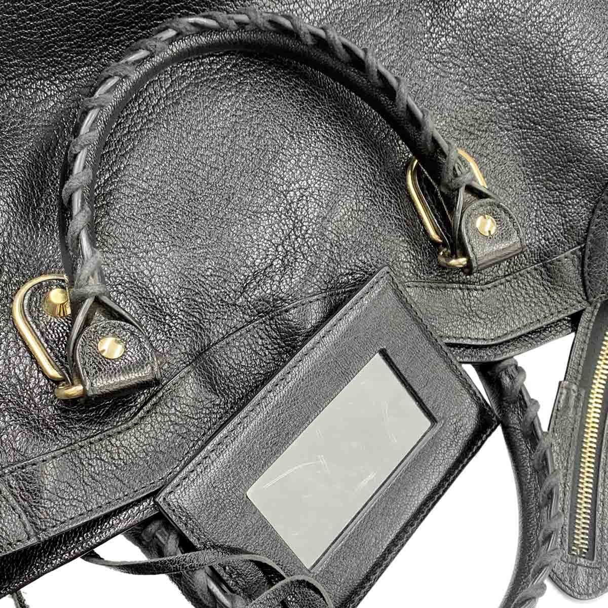 The City Hand Shoulder Bag Leather Black 115748