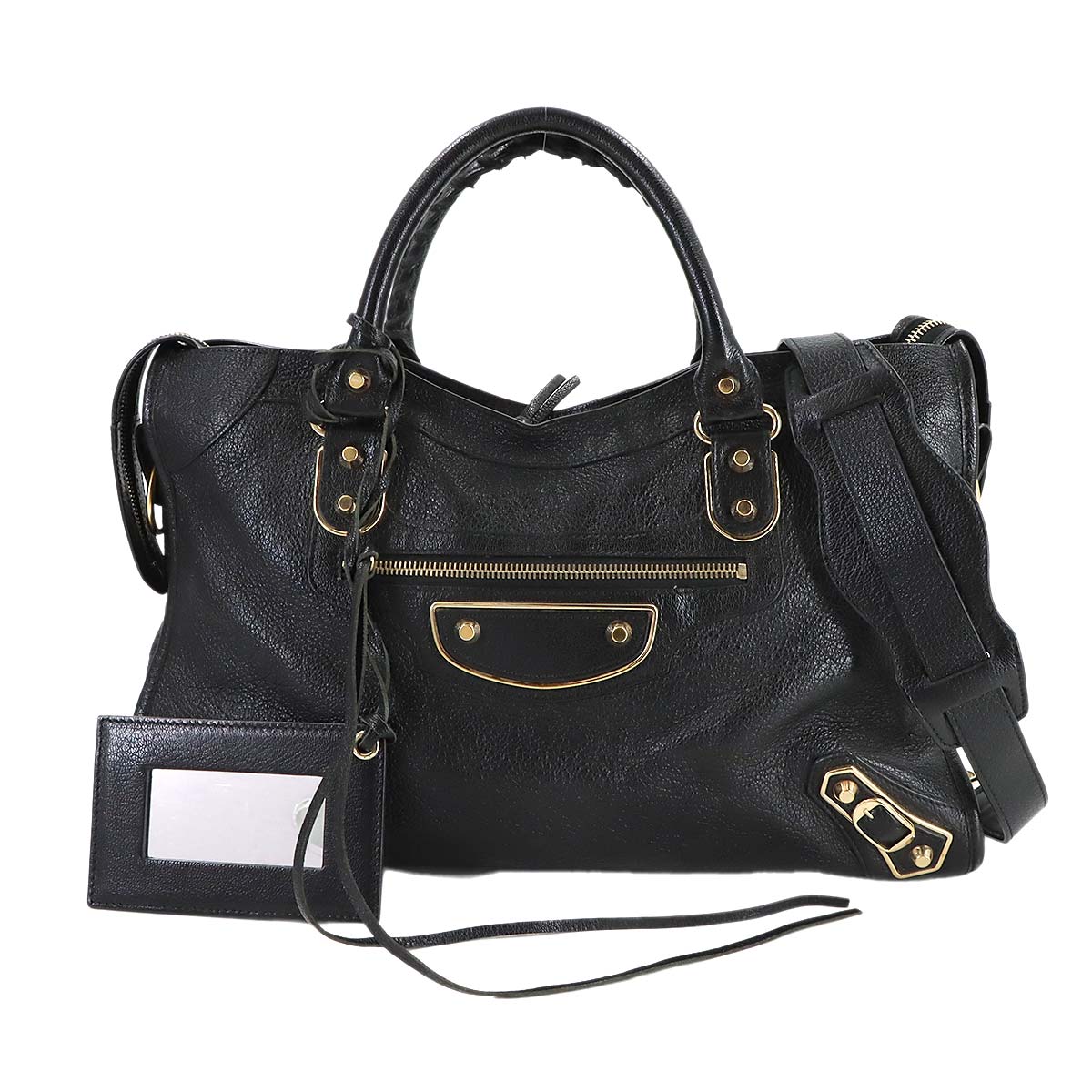 The City Hand Shoulder Bag Leather Black 115748