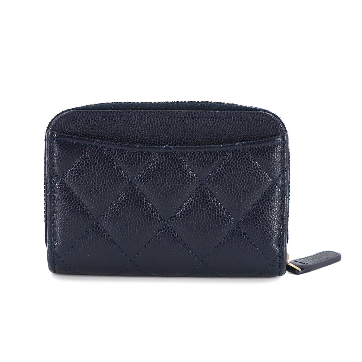 Matelasse Zipped Coin Purse Leather Navy AP3082 Heart