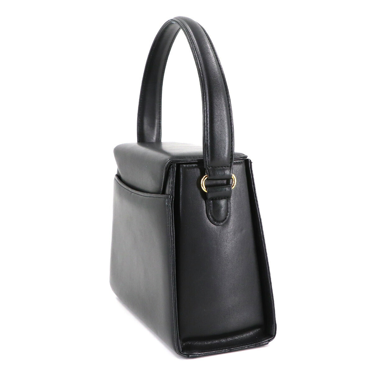 Hand Bag Leather Black Square Purse