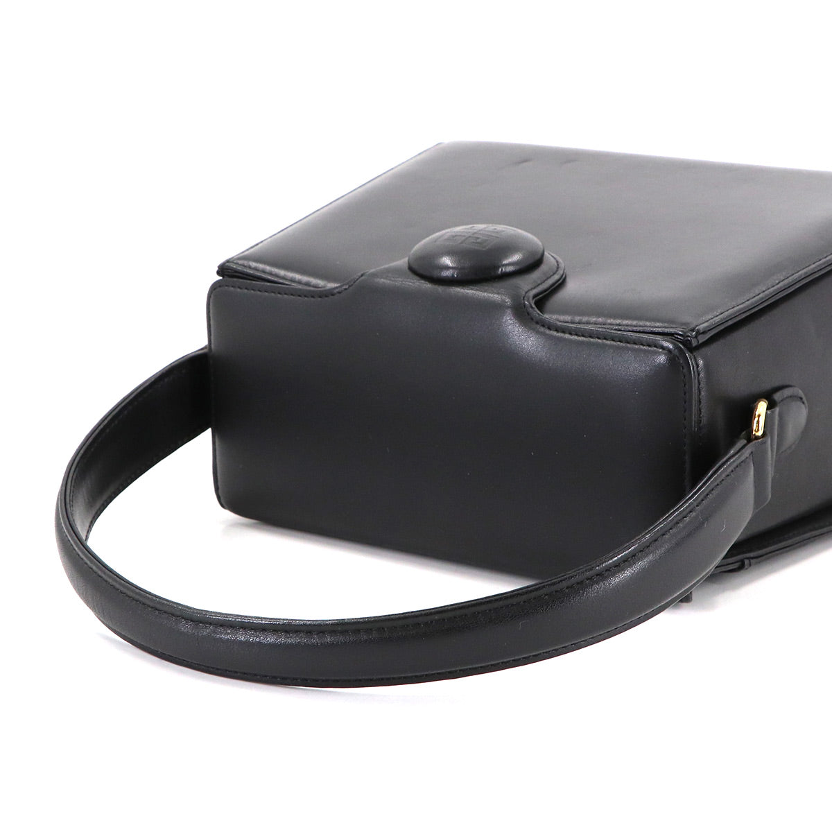 Hand Bag Leather Black Square Purse