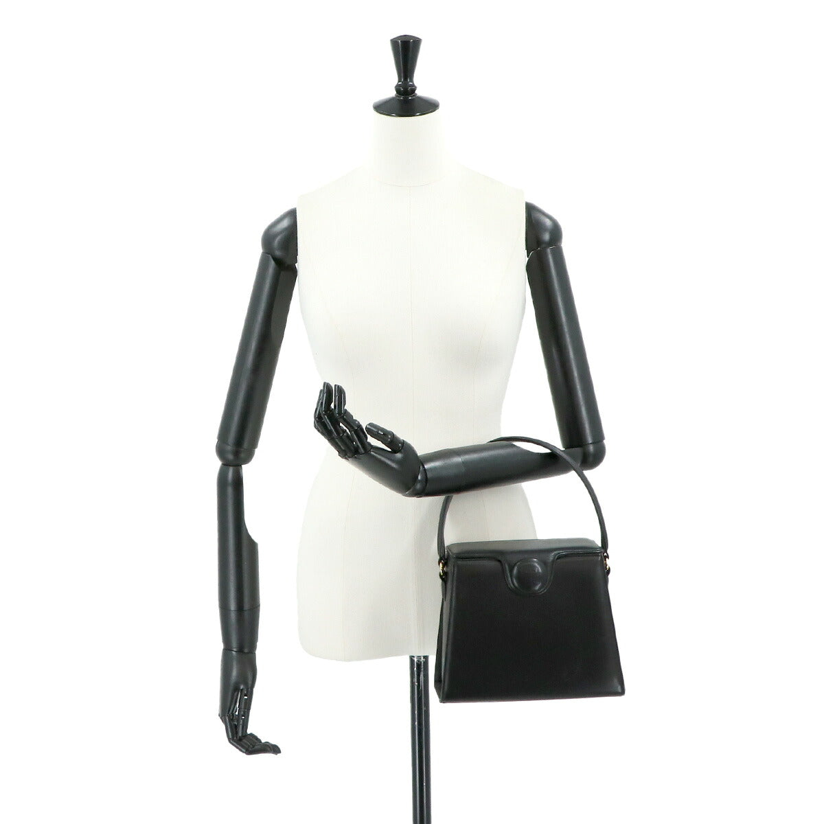 Hand Bag Leather Black Square Purse