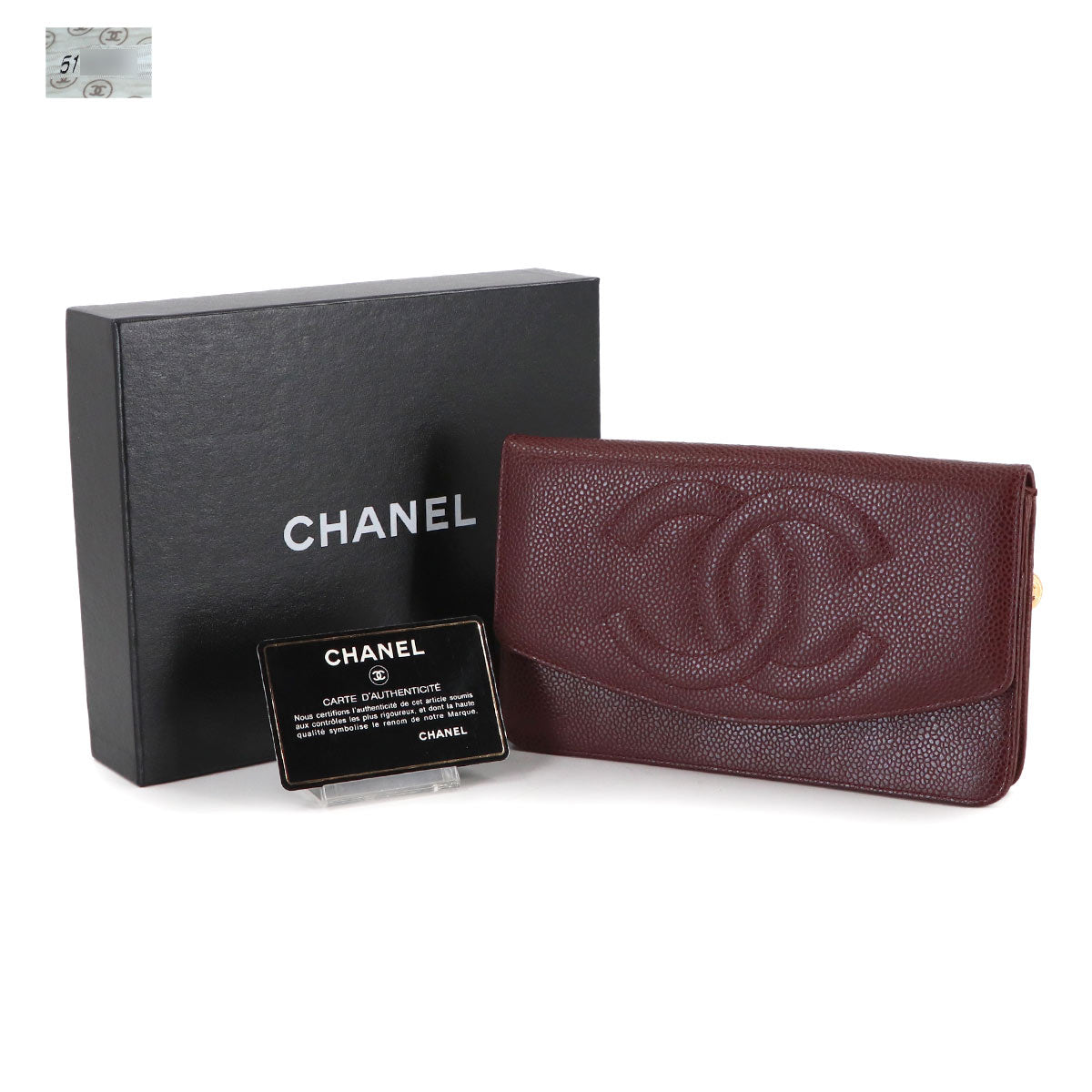 Long Wallet Leather Brown Coco Logos Vintage