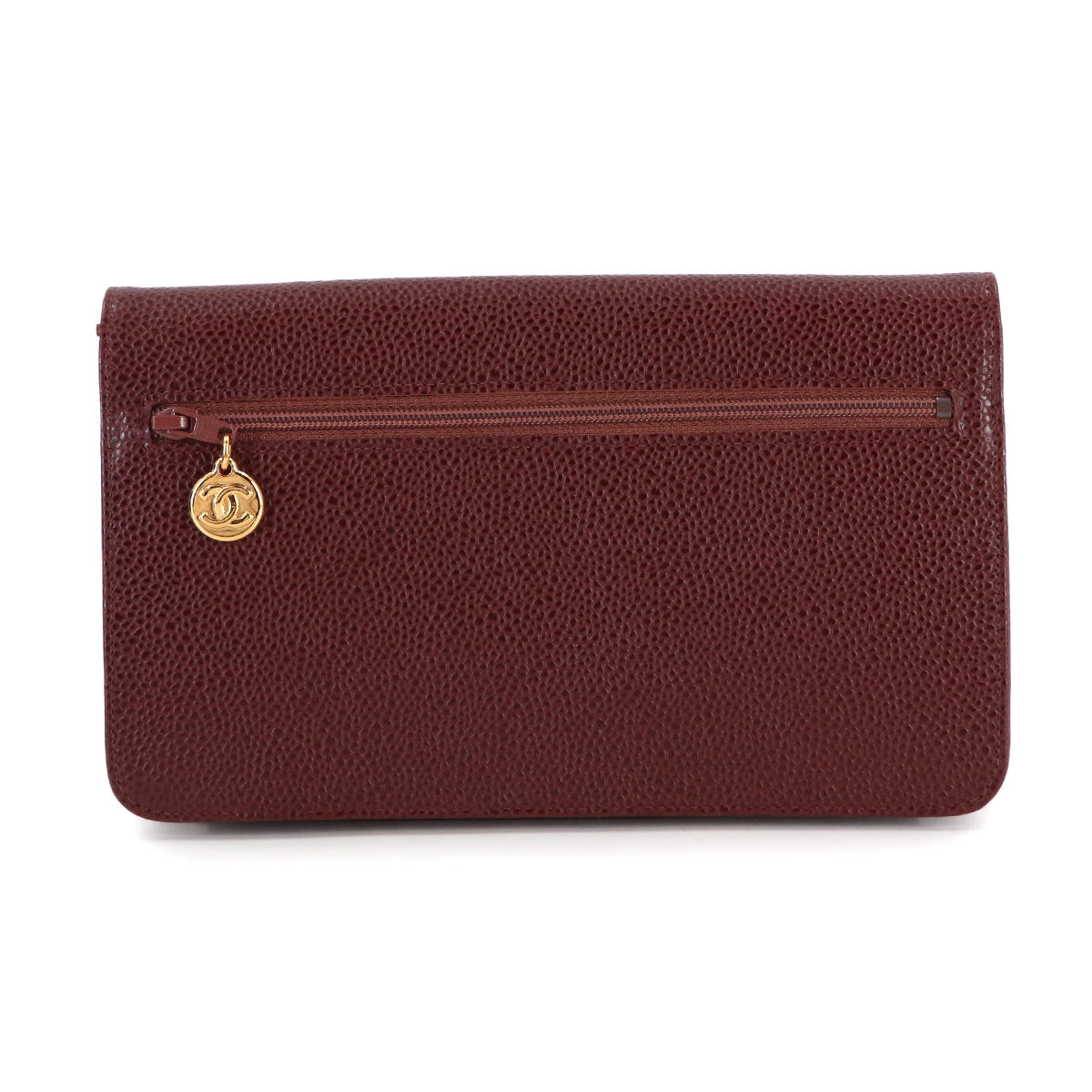 Long Wallet Leather Brown Coco Logos Vintage