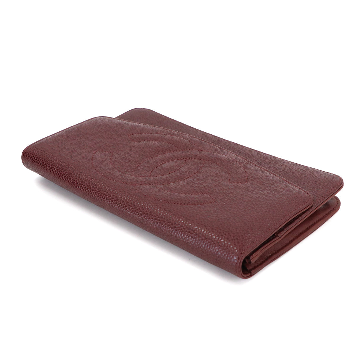 Long Wallet Leather Brown Coco Logos Vintage