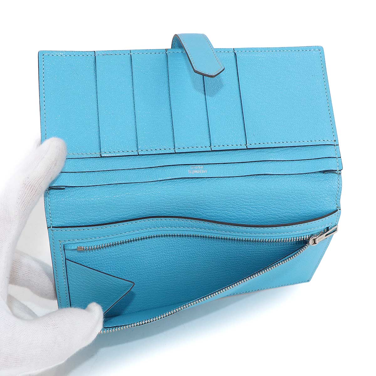 Bearn Souffle Long Wallet Chevre Celeste Purse