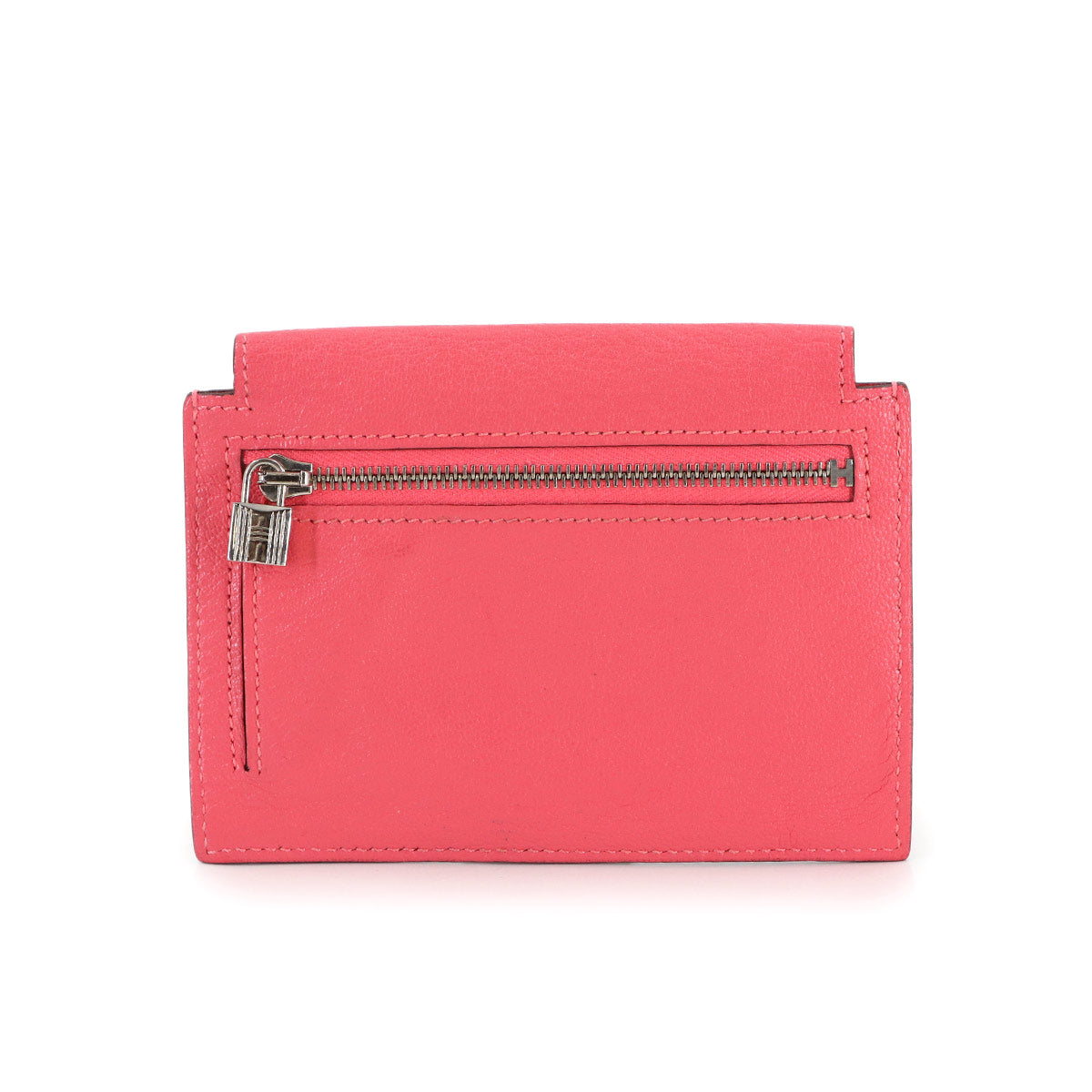 Kelly Pocket Compact Coin Case Purse Chevre Rose Lipstick