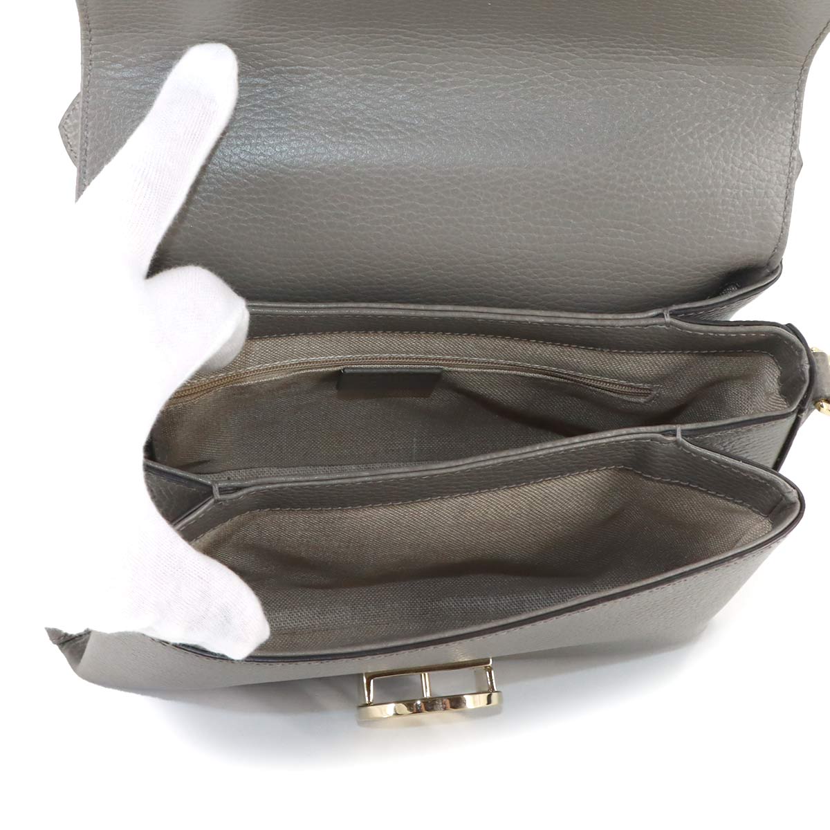 Interlocking G 2way Hand Shoulder Bag Leather Gray 510302