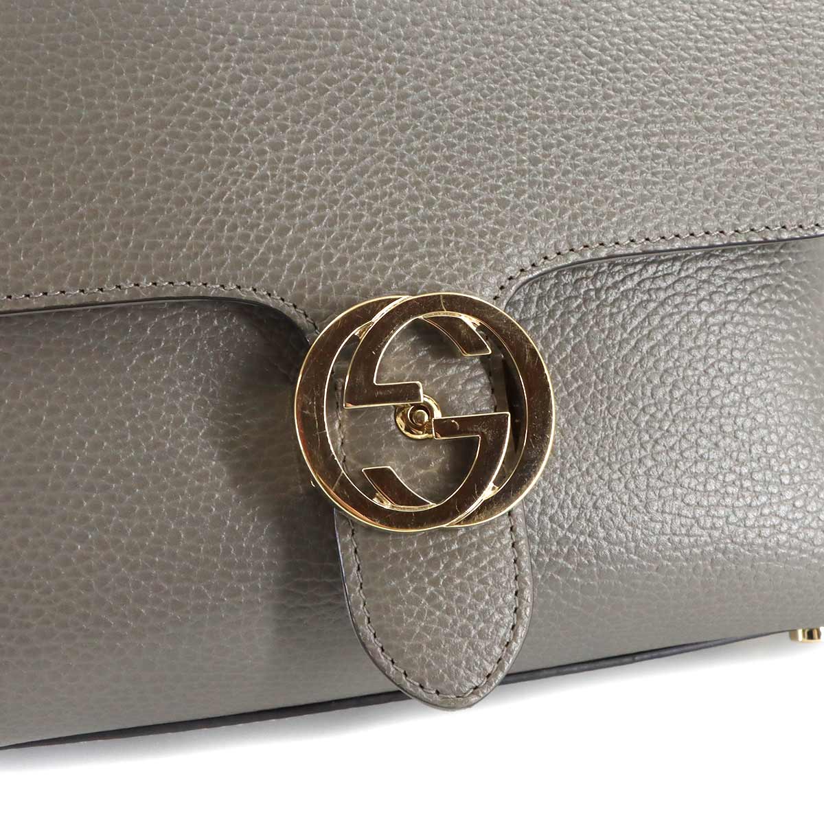 Interlocking G 2way Hand Shoulder Bag Leather Gray 510302
