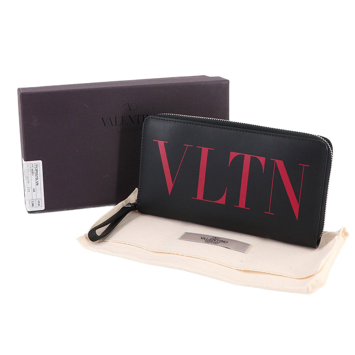 VLTN Logos Zipped Around Long Wallet Leather Black