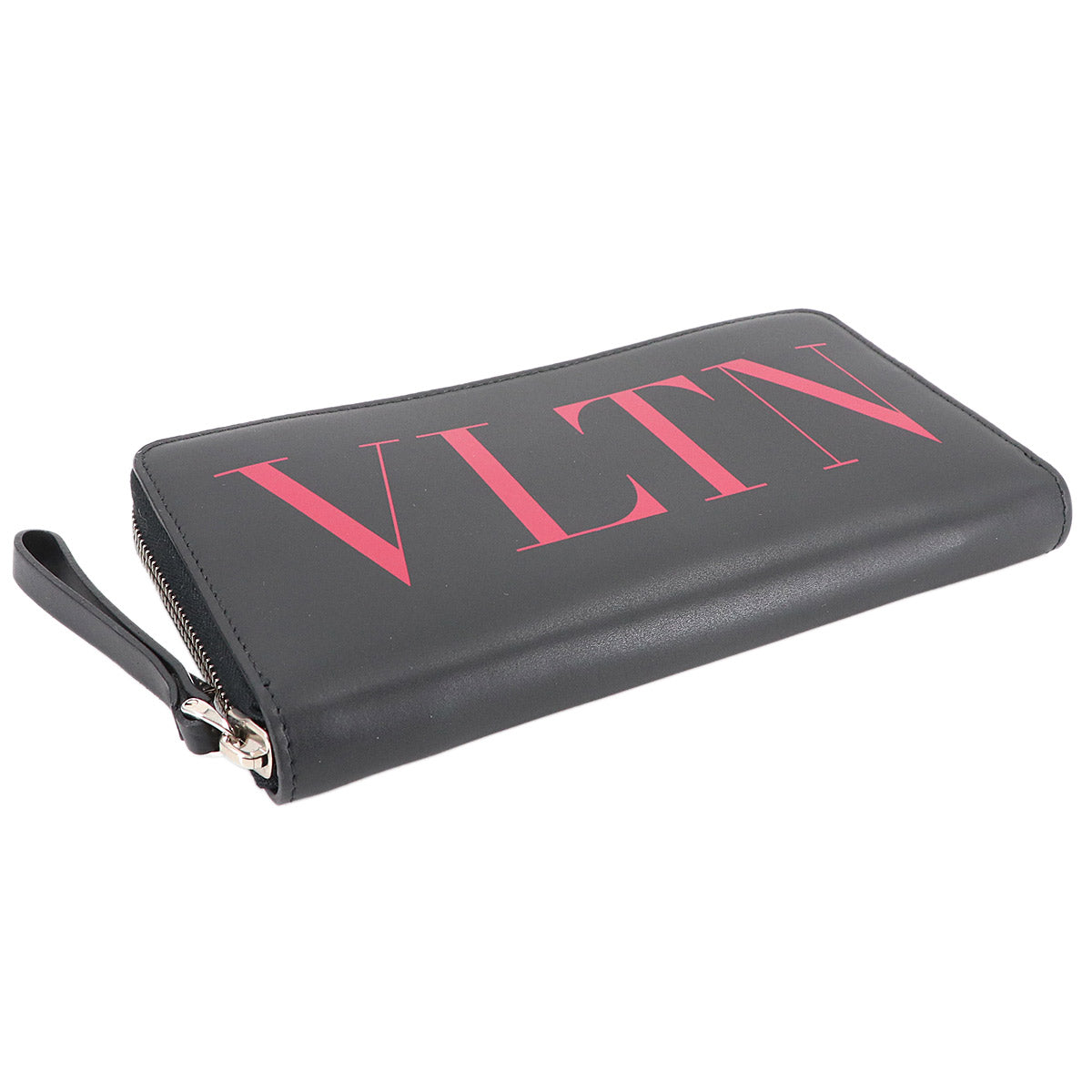 VLTN Logos Zipped Around Long Wallet Leather Black