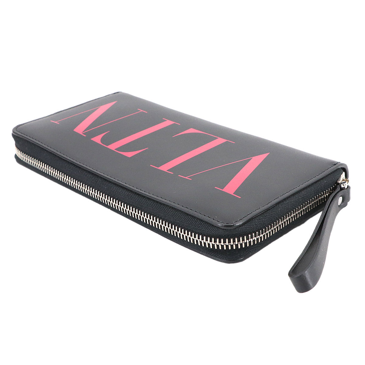 VLTN Logos Zipped Around Long Wallet Leather Black