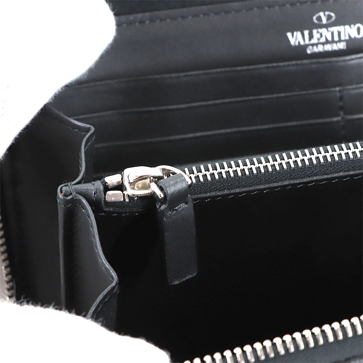 VLTN Logos Zipped Around Long Wallet Leather Black