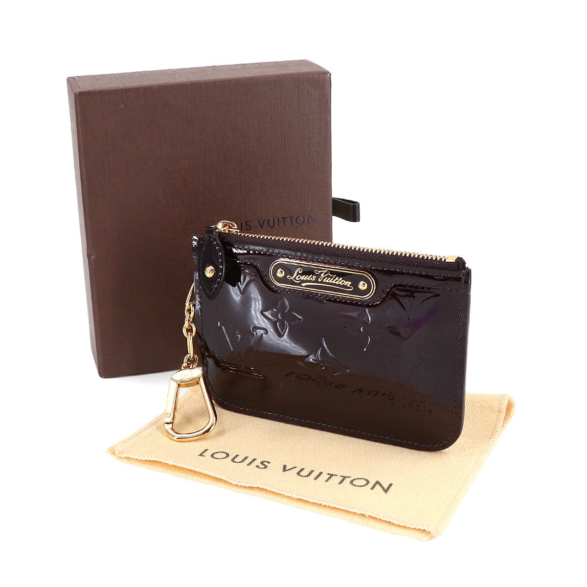 Monogram Vernis Pochette Cles NM Coin Case Amarante