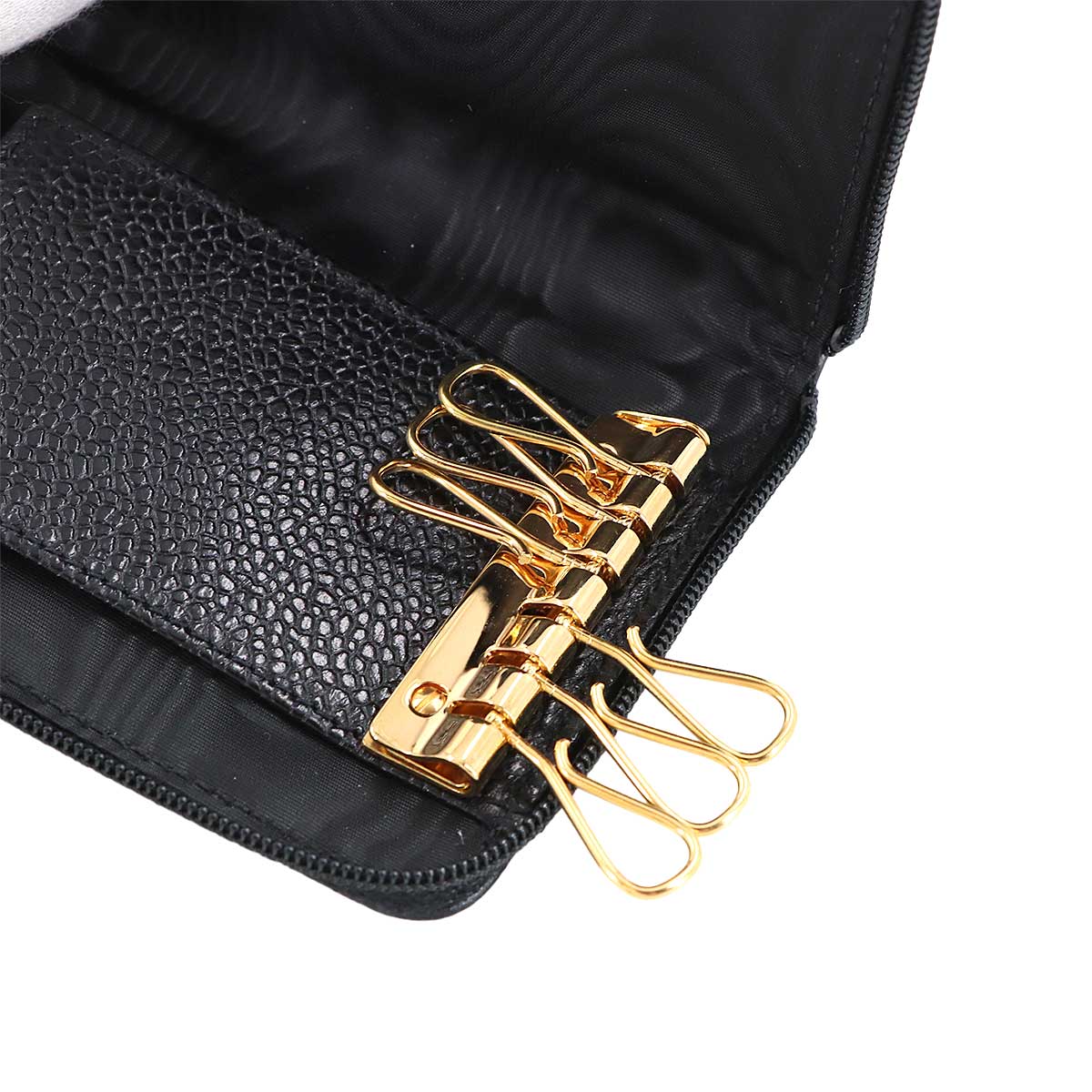 Zip around 6 Key Case Leather Black Vintage Accessory