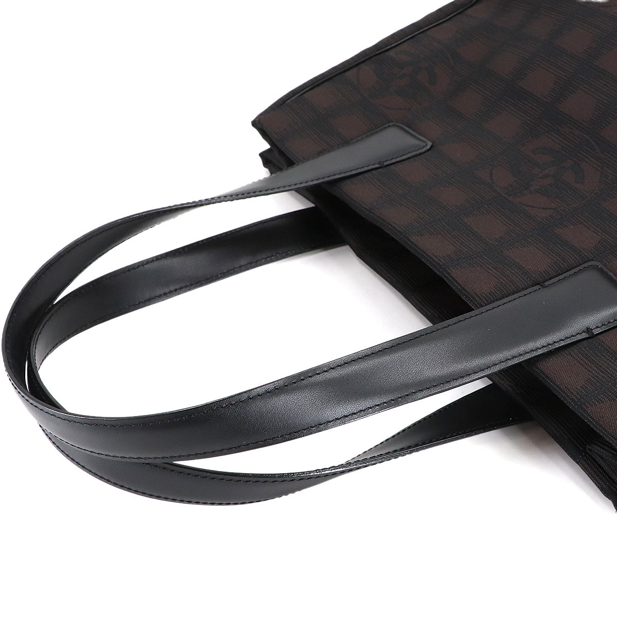 New Travel Line Tote PM Bag Nylon Jacquard Leather Brown A20457