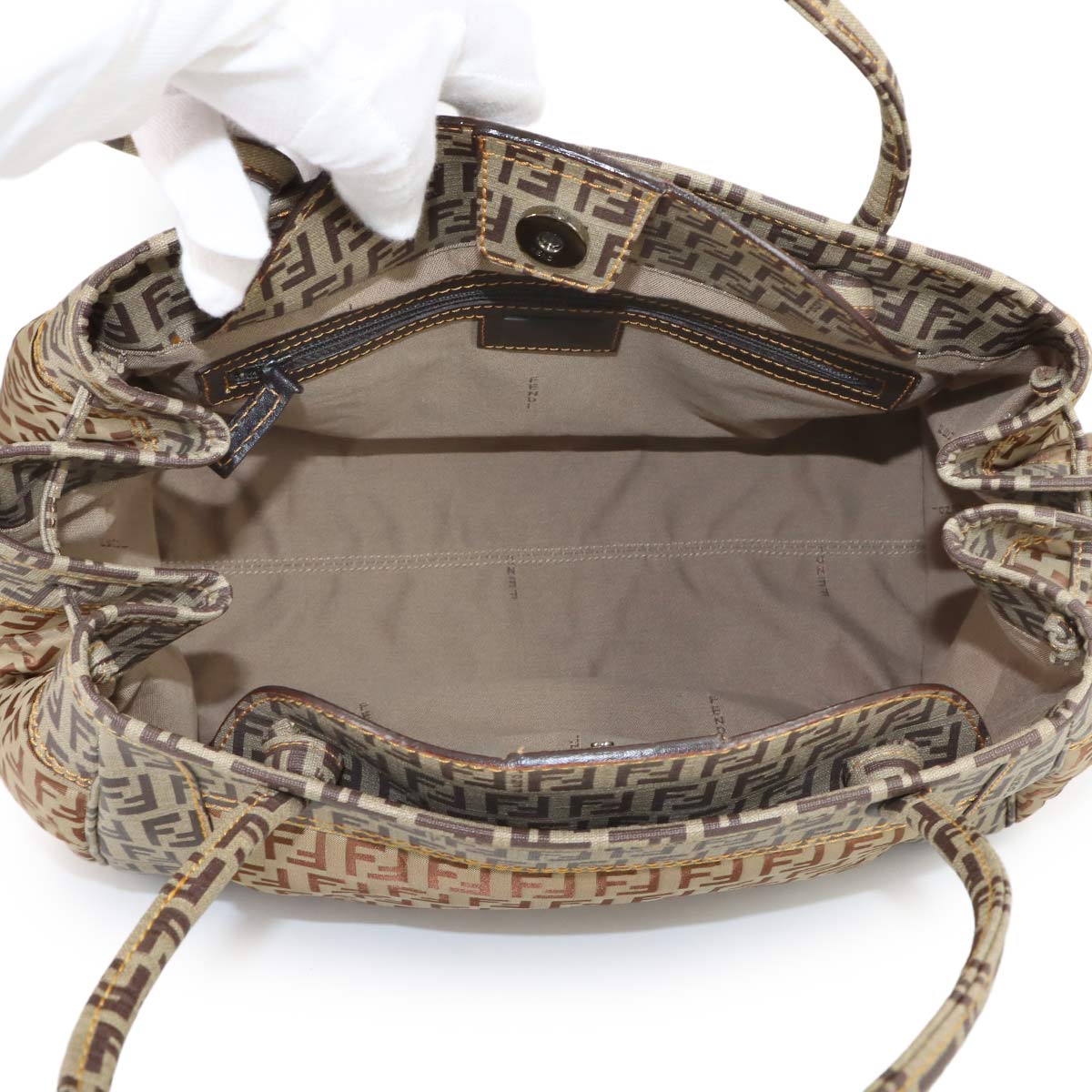 Zucchino Tote Bag PVC Nylon Beige Brown 8BN174 Purse