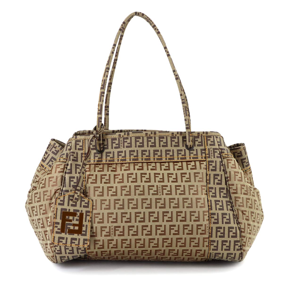 Zucchino Tote Bag PVC Nylon Beige Brown 8BN174 Purse