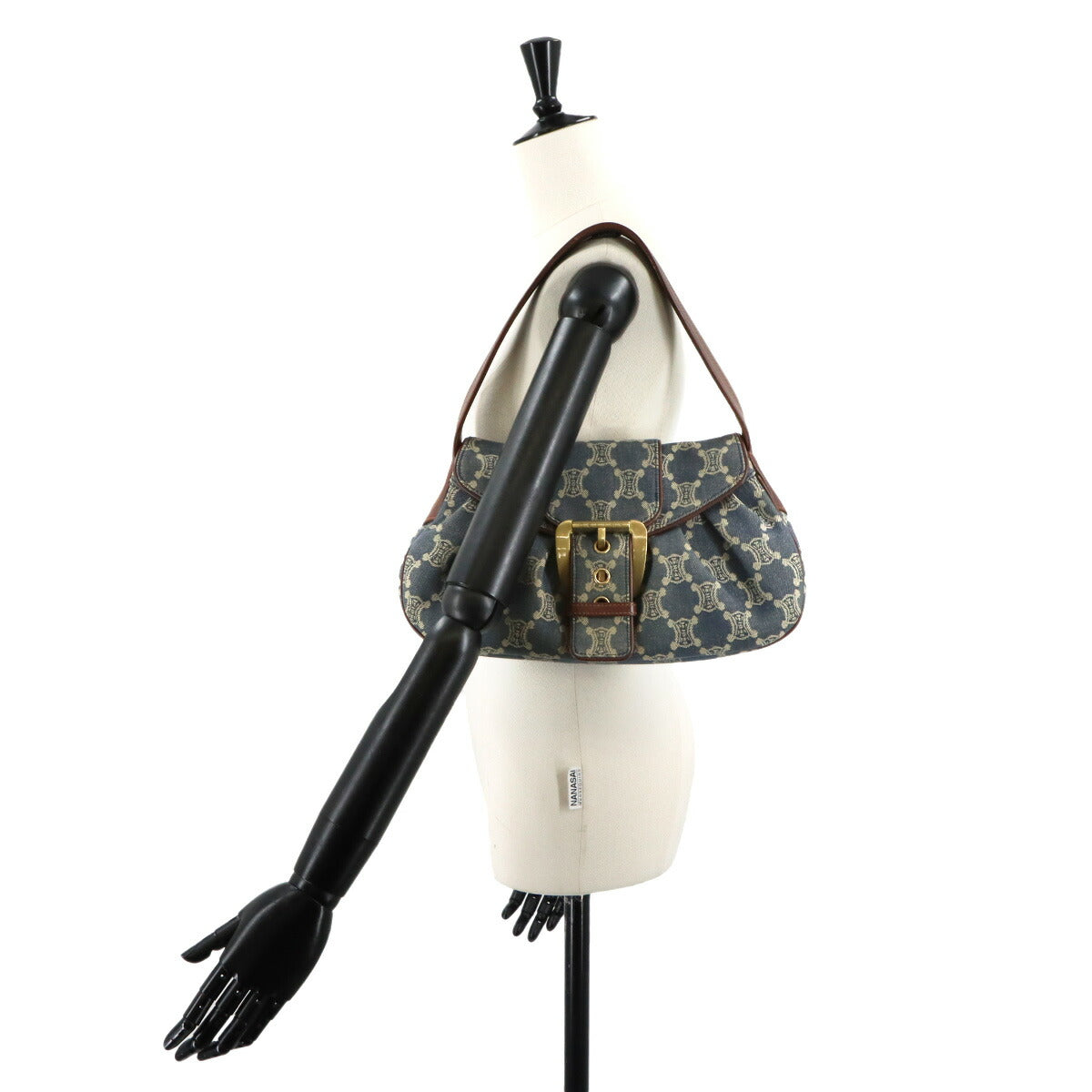 Macadam Shoulder Bag Denim Leather Blue Brown Purse