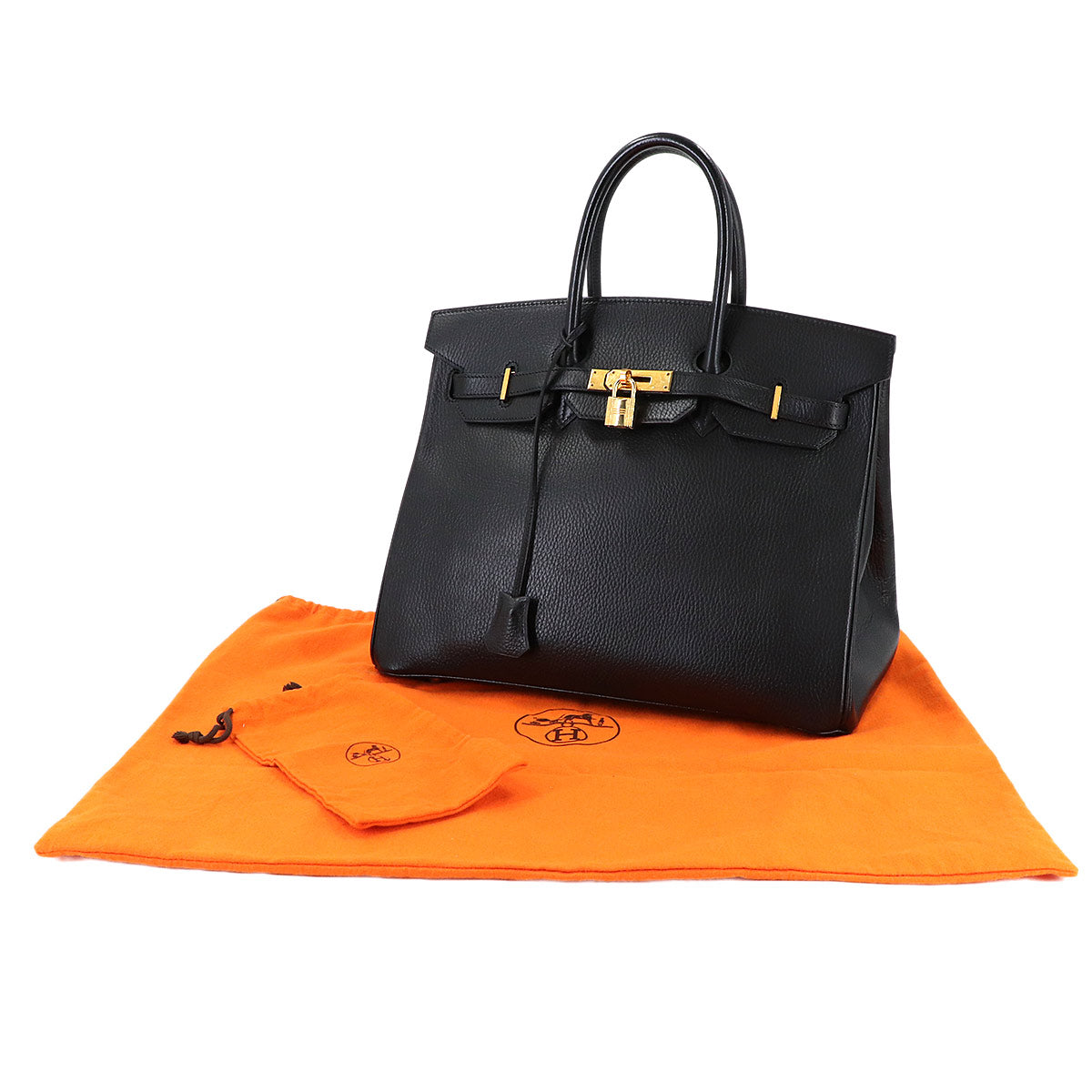 Birkin 35 Ardennes Leather Black Hand Bag Vintage Purse