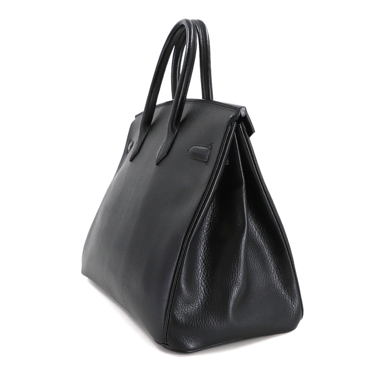 Birkin 35 Ardennes Leather Black Hand Bag Vintage Purse