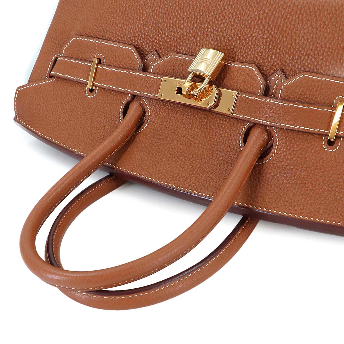 Birkin 35 Togo Gold Hand Bag Brown