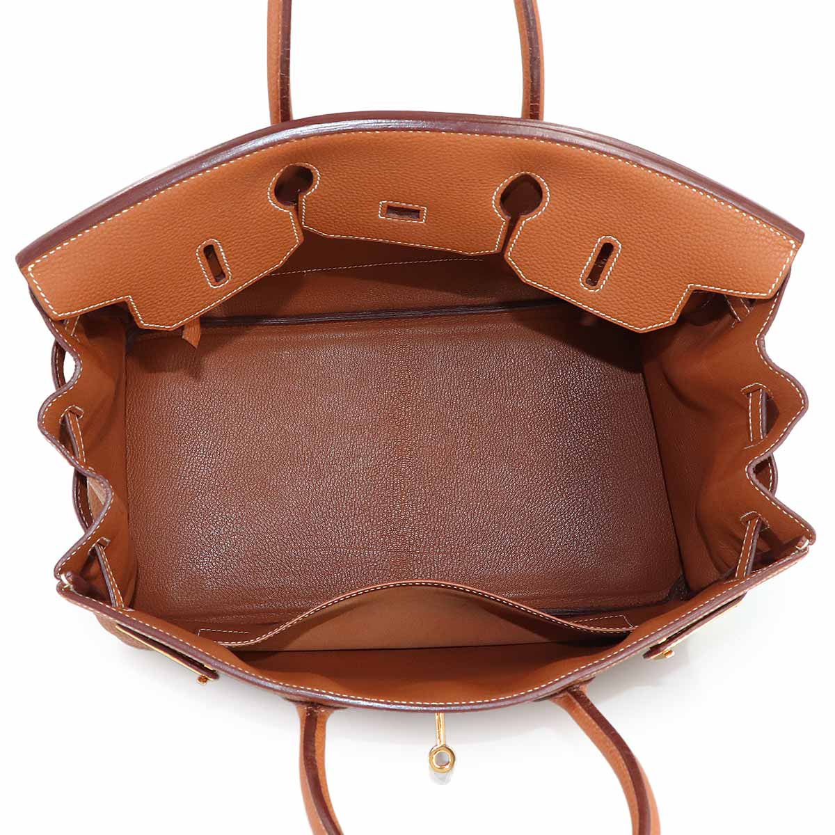 Birkin 35 Togo Gold Hand Bag Brown