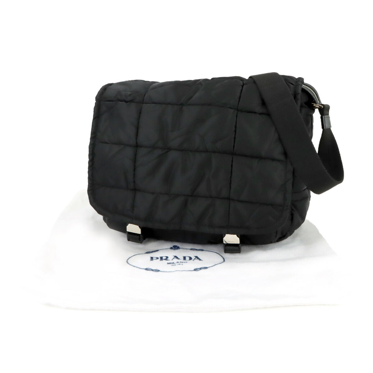 Quilting Shoulder Bag Nylon Black Purse