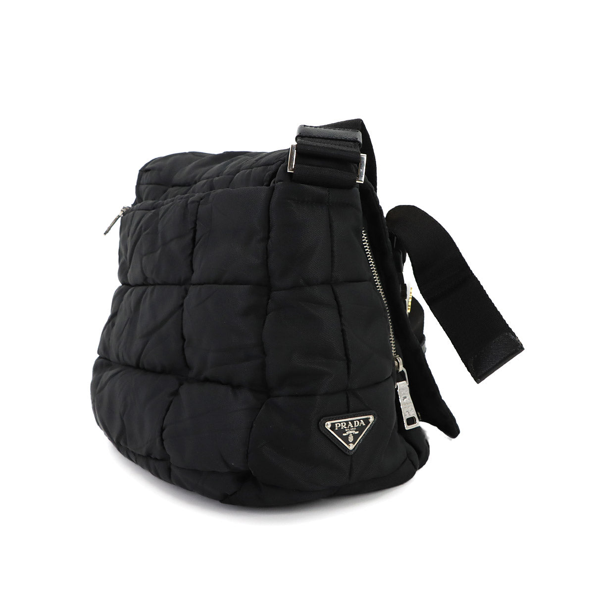 Quilting Shoulder Bag Nylon Black Purse