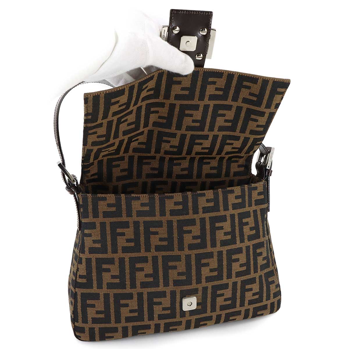Zucca Mamma Baguette Shoulder Bag Canvas Leather Brown 26325