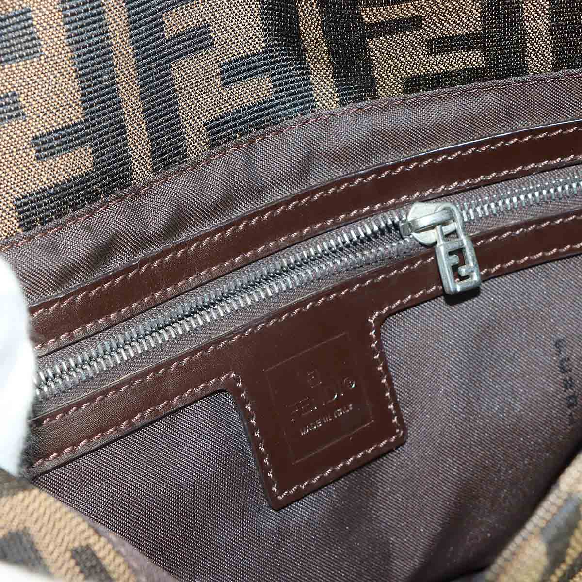 Zucca Mamma Baguette Shoulder Bag Canvas Leather Brown 26325
