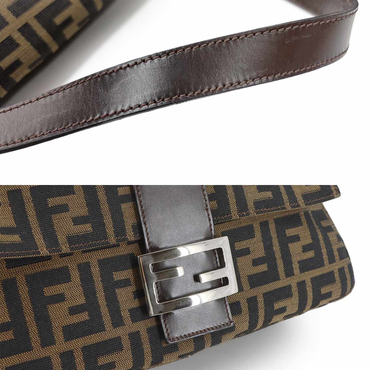 Zucca Mamma Baguette Shoulder Bag Canvas Leather Brown 26325