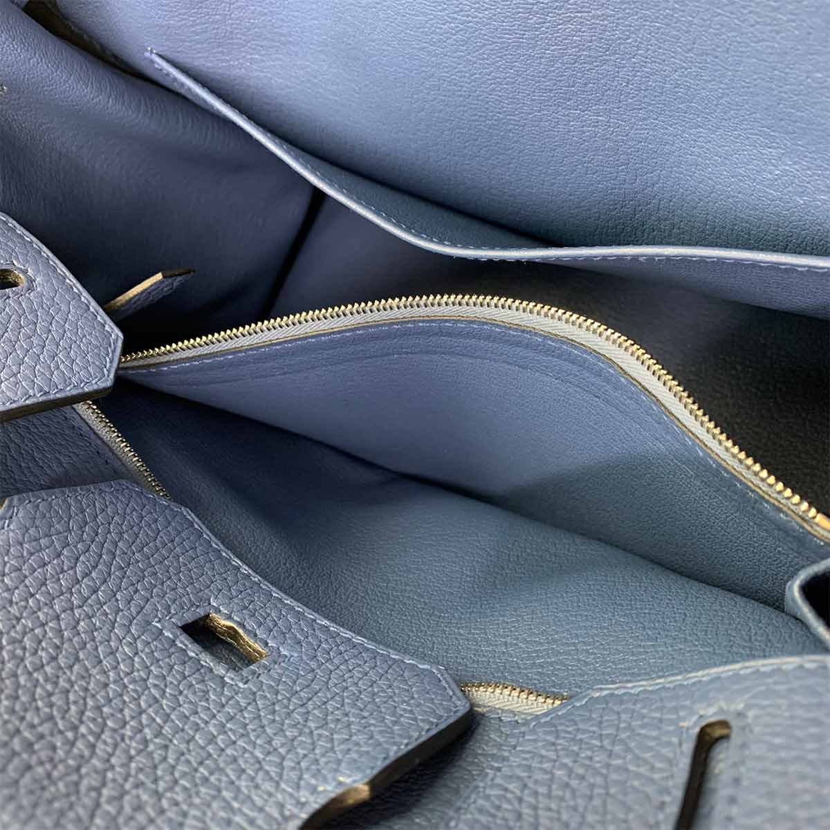 Birkin 30 Taurillon Clemence Bleu Agate Hand Bag Purse