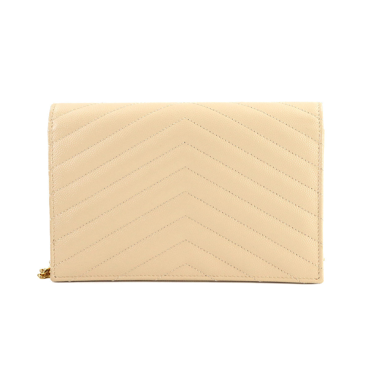 Cassandre Envelope Chain Wallet Leather Beige 393953