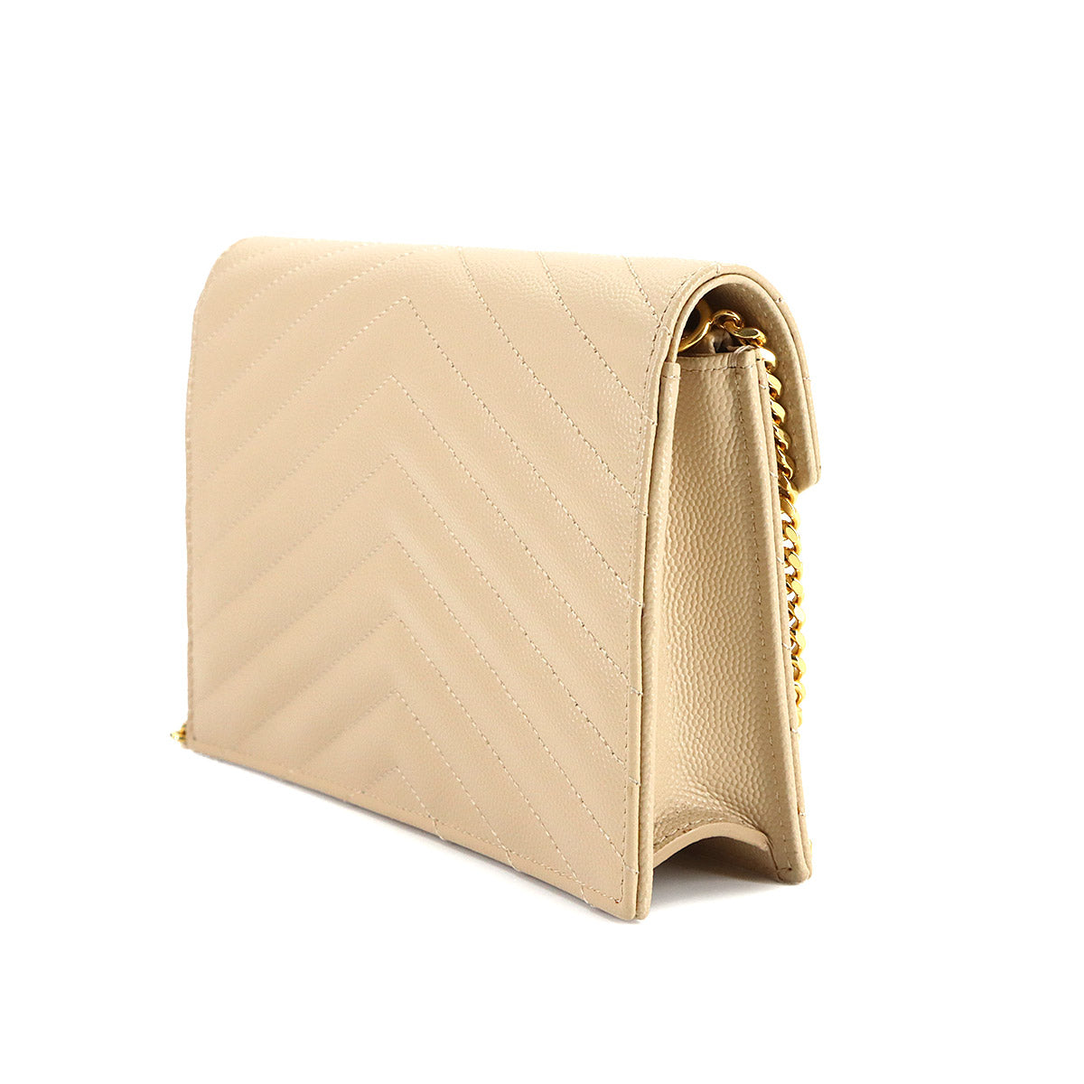 Cassandre Envelope Chain Wallet Leather Beige 393953