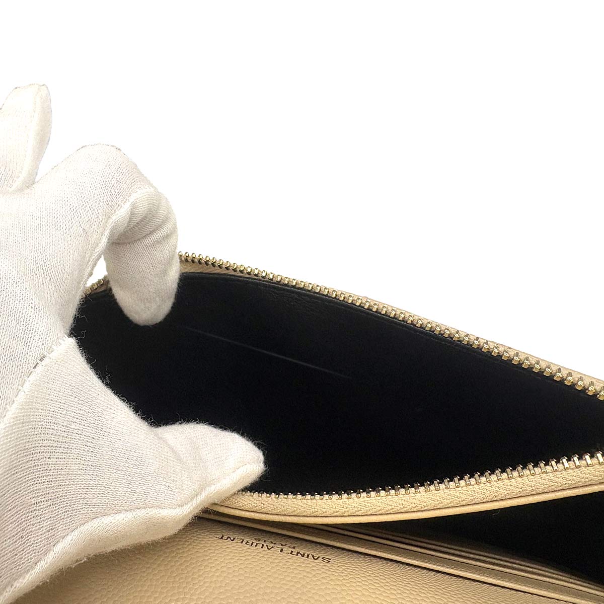 Cassandre Envelope Chain Wallet Leather Beige 393953
