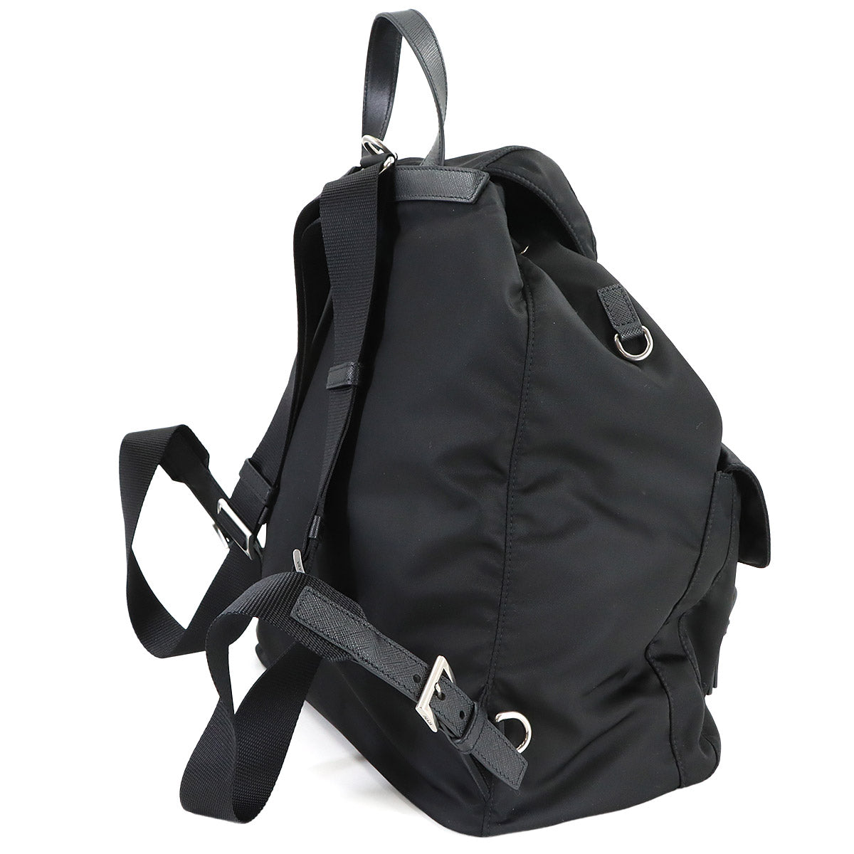 Backpack Nylon Saffiano Leather Nero Black 2VZ110 Purse