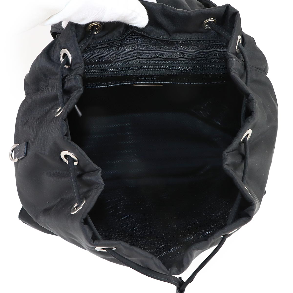 Backpack Nylon Saffiano Leather Nero Black 2VZ110 Purse