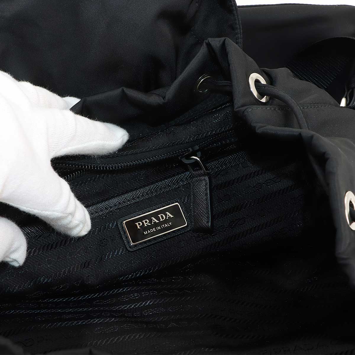 Backpack Nylon Saffiano Leather Nero Black 2VZ110 Purse
