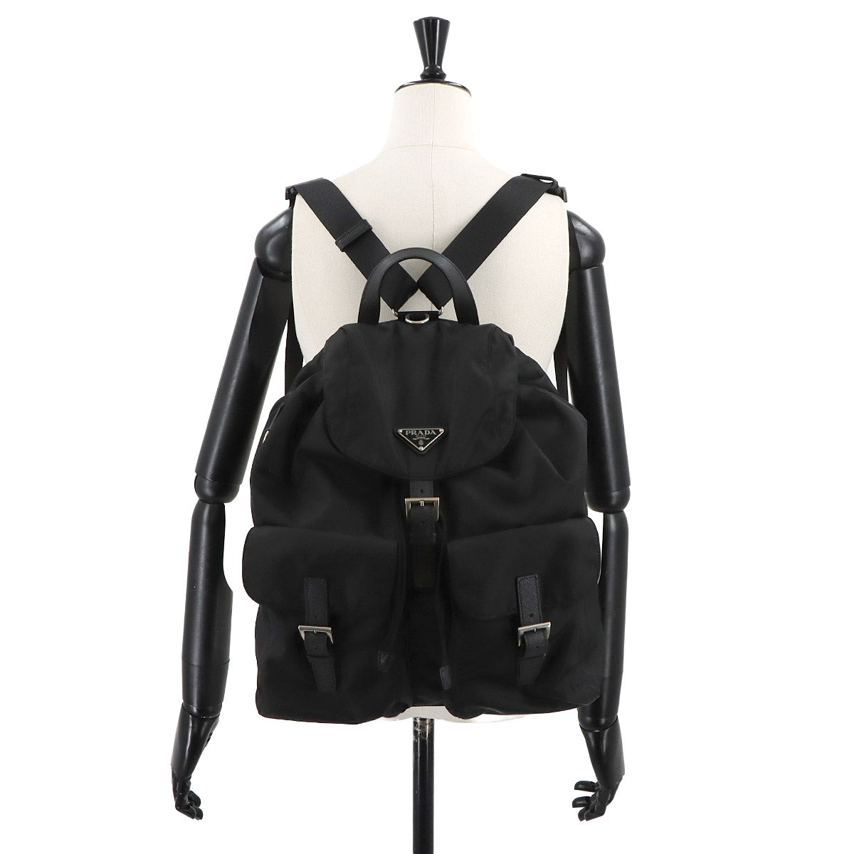 Backpack Nylon Saffiano Leather Nero Black 2VZ110 Purse