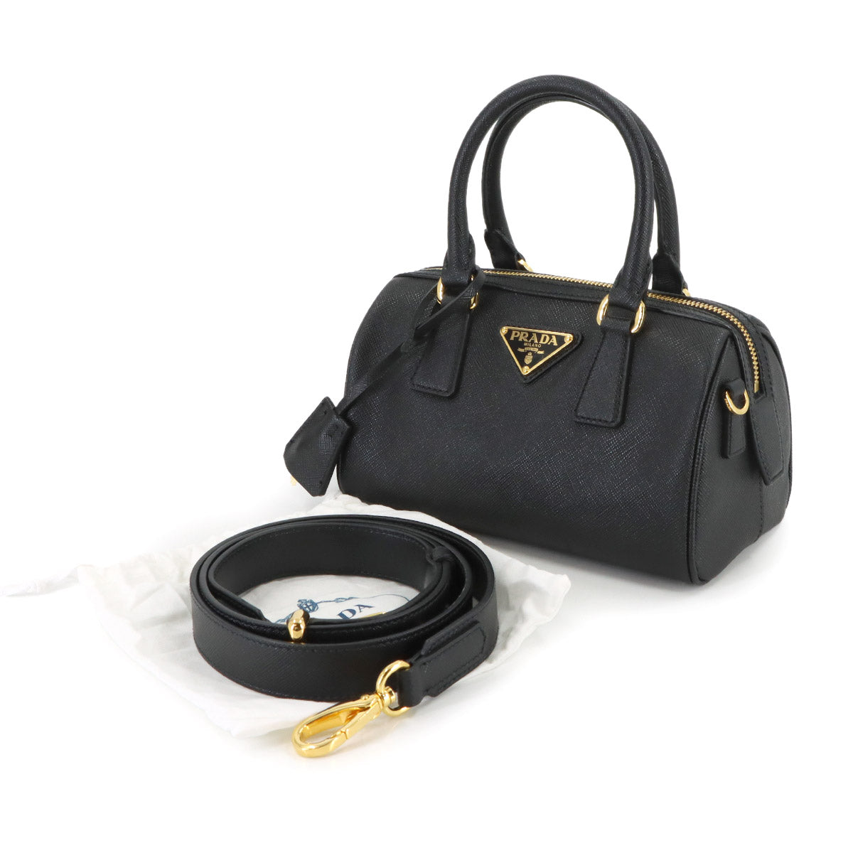 Hand Shoulder Bag Saffiano leather Black 1BB846 Purse