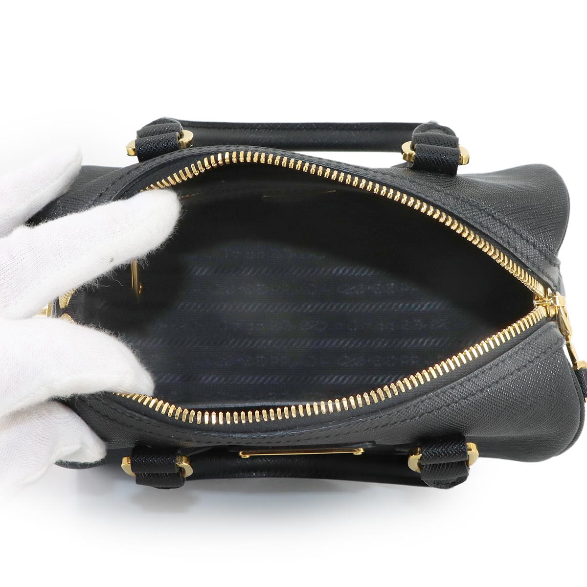 Hand Shoulder Bag Saffiano leather Black 1BB846 Purse