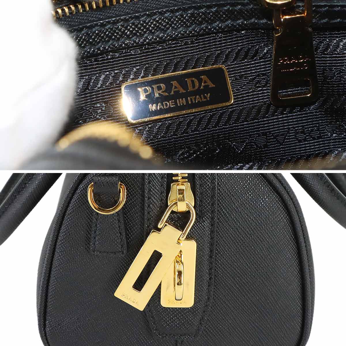 Hand Shoulder Bag Saffiano leather Black 1BB846 Purse