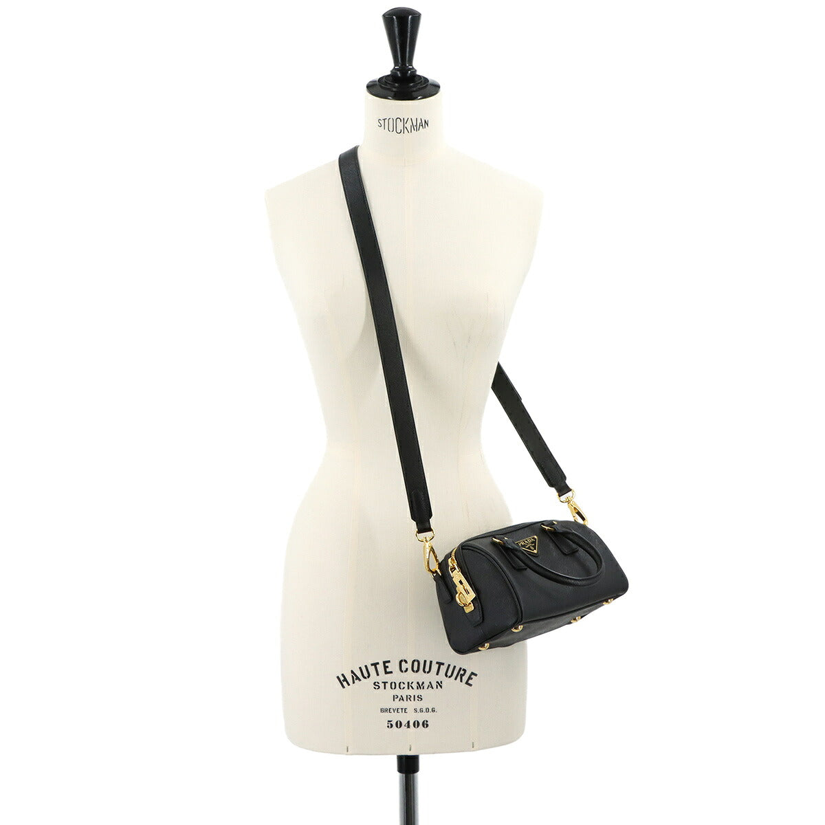 Hand Shoulder Bag Saffiano leather Black 1BB846 Purse
