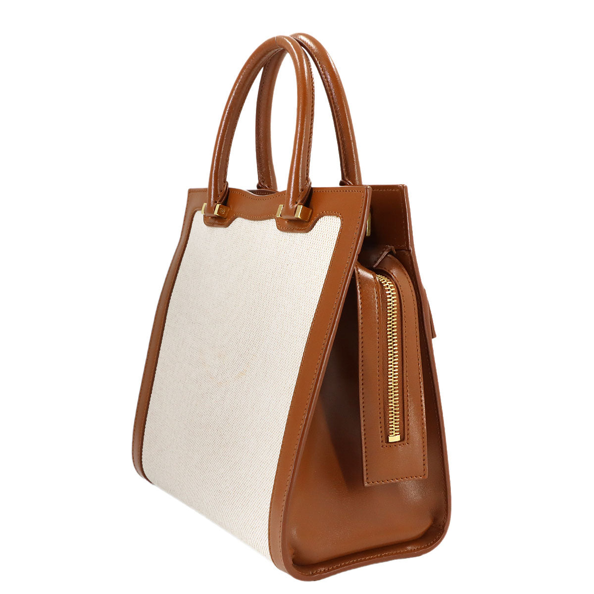Uptown Hand Shoulder Bag Canvas Leather Brown 561203