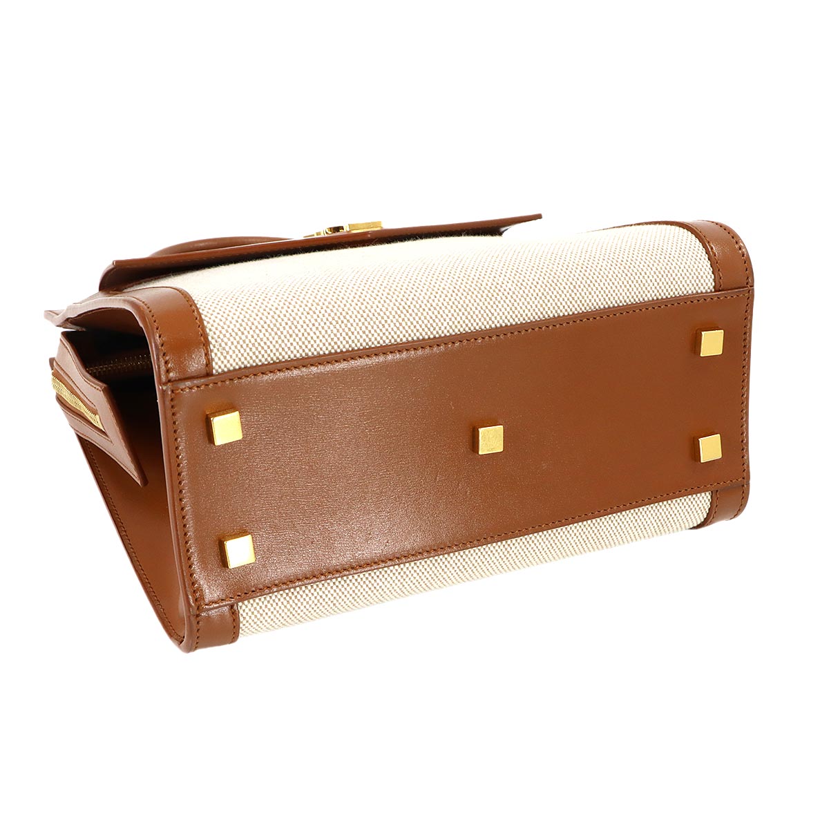 Uptown Hand Shoulder Bag Canvas Leather Brown 561203